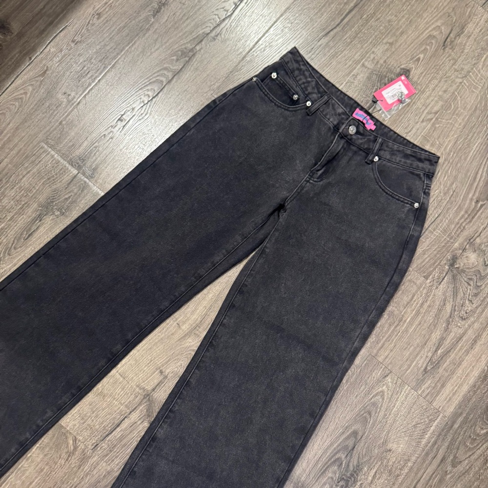 Edikted Charcoal Wide Leg Jeans size medium women nwt black washed - Picture 10 of 12
